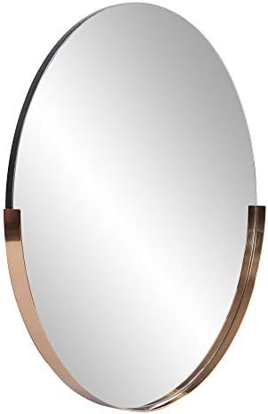 Howard Elliott Dante Round Oval Rose Gold Wall Mirror – Decorative Accent Frameless Contemporary Mirror for Entryway, Bathroom, Bedroom, Living Room, Vanity, Home Décor – 30 x 30 Inches