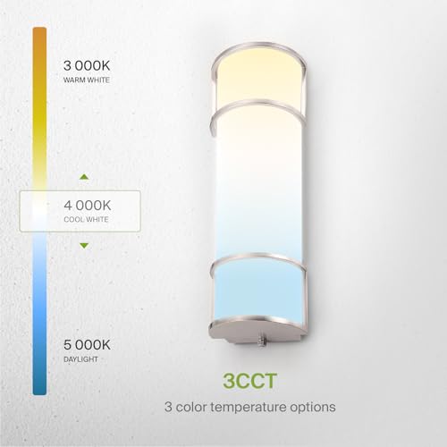 Image of ASD LED 18 inch Vanity Flush Mount Light Fixture, Linear Bathroom Lighting Bar | 3CCT, Dimmable, Energy Star, ETL Listed | 20W 1650LM 3000-5000K 120V | Long Bath Wall Sconce Over Mirror | Nickel, 4 Pack