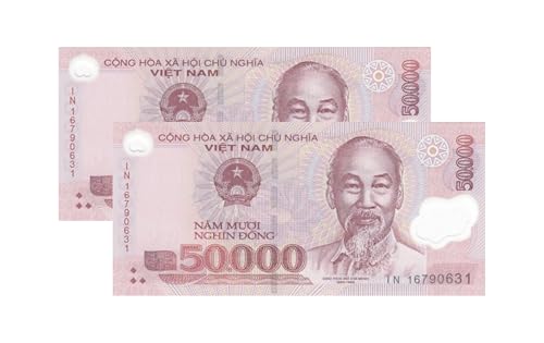 2 x 50K VND - Total 100,000 Dong - 50,000 Dong UNC Uncirculated 100% Authentic Banknote Polymer