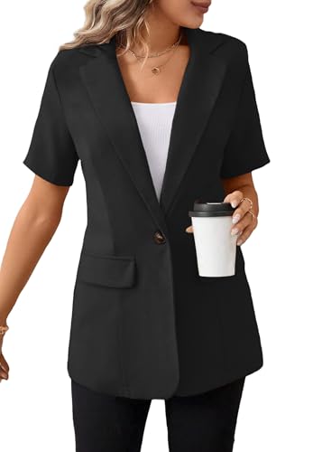 Mina Self Women's 2025 Summer Short Sleeve Blazer Jacket Lightweight Fully-Lined Business Casual Fashion Suit with Pockets2