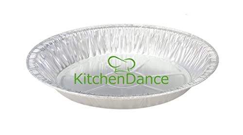 Image of KitchenDance Disposable Aluminum Pie Pan - 11" Large Heavy Duty Aluminum Foil Disposable Pie Pans for Baking, Cooking, and Preparing Food, Nonstick Aluminum Pans, 2411 (25, Silver)