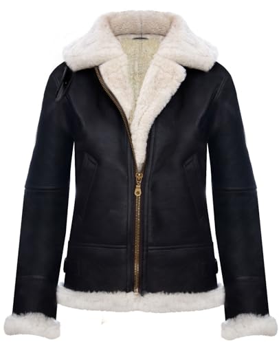 Womens Hooded Sheepskin Jacket B3 Flying Leather RAF Aviator Pilot