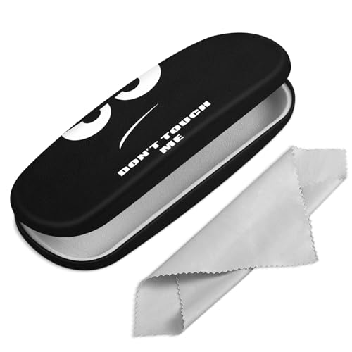 FINTIE Hardcase Brillenetui - Tragbare Hartschale Brillenetui mit Brillenputztuch - Etui für Brillen und Sonnenbrille Dont Touch