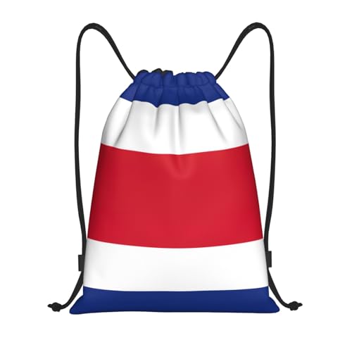 WURTON Borsa sportiva con coulisse con stampa bandiera del Costa Rica, per tutte le occasioni, sacca da palestra, sport, viaggi, nero, Small