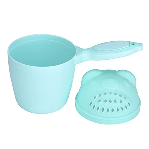 Image of Baby Shampoo Rinse Cup with Waterfall Spout - Cute Bear Shape Shower Scoop for Head Washing - Green Children's Bathroom Accessory