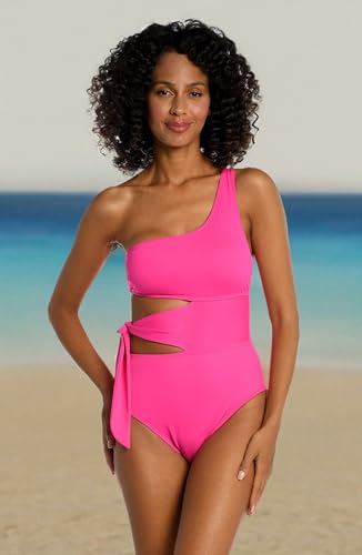 La Blanca Women's One Piece Swimsuit Cutout Single Shoulder Tummy Control Island Goddess Bathing Suit3