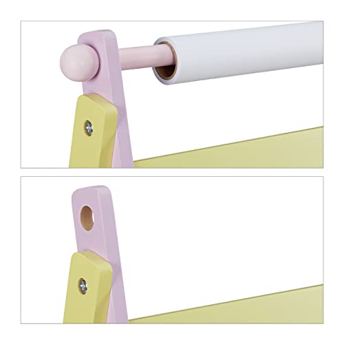 Relaxdays Kindertafel, 2 in 1, mit Papierrolle, Malen, Zeichnen, Kreidetafel Kinder, freistehend, HBT: 90x56x42 cm, bunt