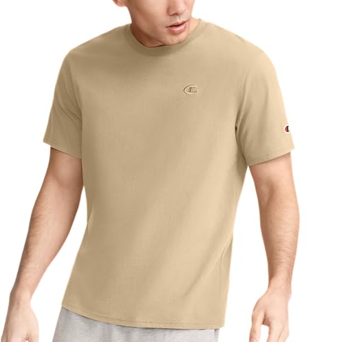Champion Men's Classic T-Shirt, C Logo (Big & Tall), Western Khaki, Medium