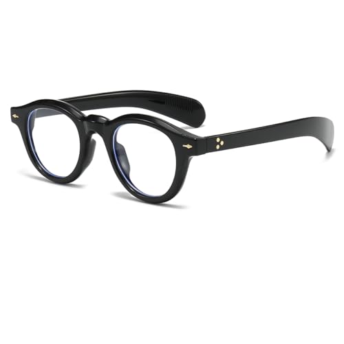 NIDOVIX Round Blue Light Glasses for Men Women Retro Trendy Thick Frame Non Prescription Glasses Computer Eyeglasses (Black)