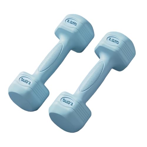 PVC Fitness Dumbbell Set Pink and Pastel Colors 1 Pair Anti-Slip Grip Sweat-Resistant Home Exercise Equipment for Women Beginners Teenagers (BLUE 1KG*2)