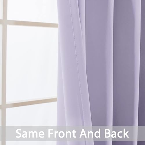 Yakamok Blackout Curtains Room Darkening Thermal Insulated Window Panels,Solid Grommet Top Drapes for Bedroom/Living Room(42Wx72L, Lilac, 2 Panels)
