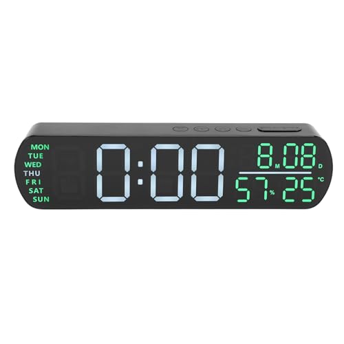 Halearo Reloj Despertador Digital con Pantalla Grande con Brillo Ajustable para Dormitorio, Sala de Estar, Puerto USB, Fecha, Día de la Semana, Calendario, Pantalla de Temperatura y Humedad, Reloj