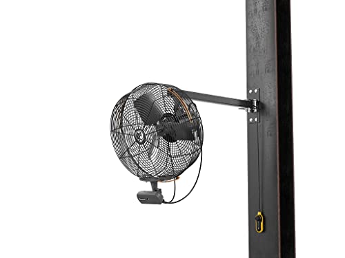 Image of Big Ass Fans AirEye 20 inch Swivel Mount Fan - 120V Industrial Wall Fan, Variable Speed EC Motor, IPX5 Rated, Indoor /Outdoor Fan, Midnight Black