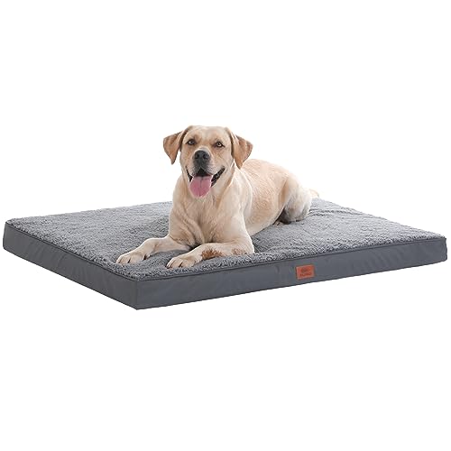 LINRUI Memory Foam Hundebett Oval XL – Orthopädisch, Wasserabweisend, Flauschig, Für Große Hunde