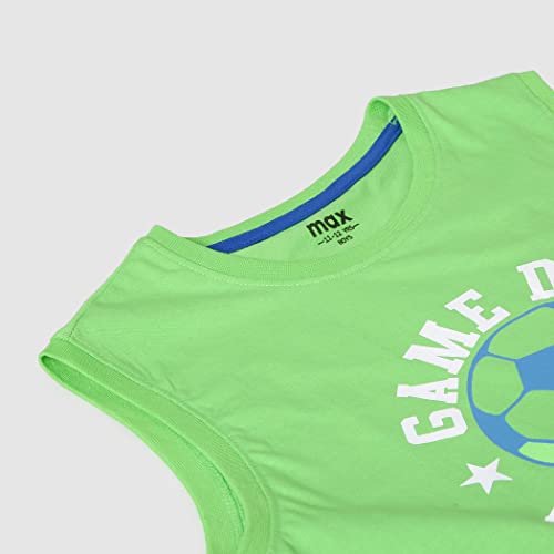 Image of Max Boys Regular Fit Typographic Print Sleeveless Crew Neck T-Shirt