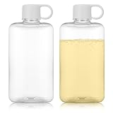 2 Pack Portable Flat Water Bottles, 17 oz BPA Free Tritan Plastic Travel Water Bottle, Slim Drinking Bottle for Outdoor Sports, Camping, Fitness, Fits Purse Bag Pocket (White)
