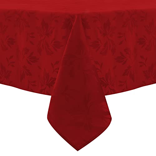 Romanstile Jacquard Rectangle Tablecloth - Waterproof Damask Floral Pattern Decorative Table Cloths Heavy Weight Fabric Table Covers For Dinner/Parties/Outdoor - 52 X 70 Inch,Red #TOP7