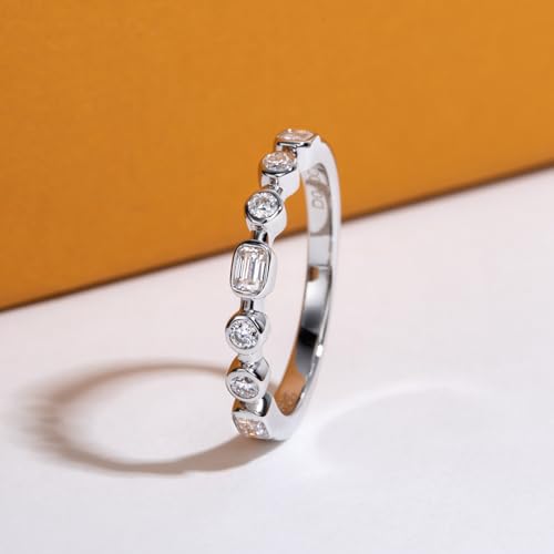 Moissanite Eternity Rings 1cttw D Color VVS1 Clarity Round Brilliant Cut S925 Sterling Silver Stackable Wedding Anniversary Bands for Women with Certificate2