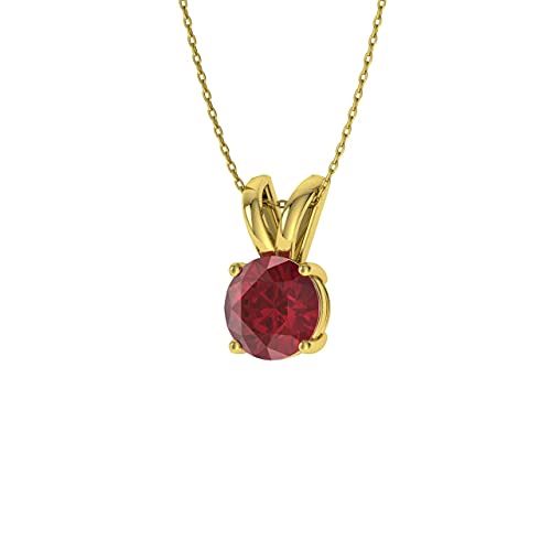 Diamondere Natural And Certified Ruby Solitaire Necklace In 14K Yellow Gold | 0.40 Carat Pendant With Chain #TOP1