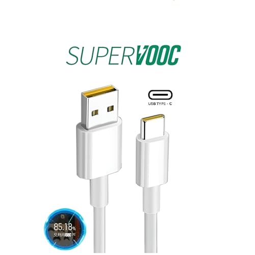Image of Original Realme 80W Supervooc Fast USB Type C Charging Cable for Realme 12 pro plus /11 pro plus /11 /10 /9 Pro /Narzo 60 Pro /60 /50 Pro /Realme Xt /Realme Xt 730G /Support 45Watt Superdart Charger,White