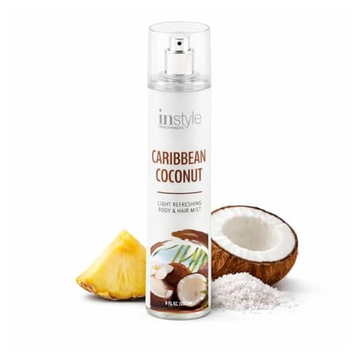 Instyle Fragrances | Body & Hair Mist | Caribbean Coconut Scent | With Panthenol | CLEAN, Vegan, Paraben Free, Phthalate Free | Premium 8 Fl Oz Spray Bottle