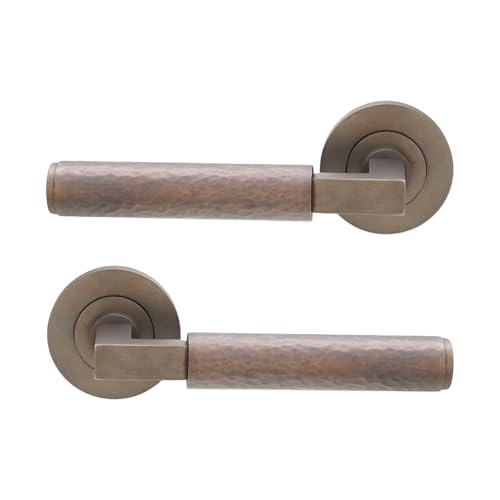 Poignée de porte à levier martelée Infinity Decor mat antique pour intérieur et extérieur - 2