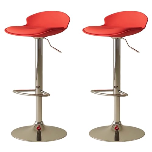 Taburetes de bar giratorios ajustables, sillas elevadoras de gas con exterior de cuero sintético y reposapiés cromado para cocina, mostrador, comedor, pub