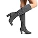 DREAM PAIRS Women's Chunky Heel Knee High Boots,Size 9.5,Grey,MIDLEG