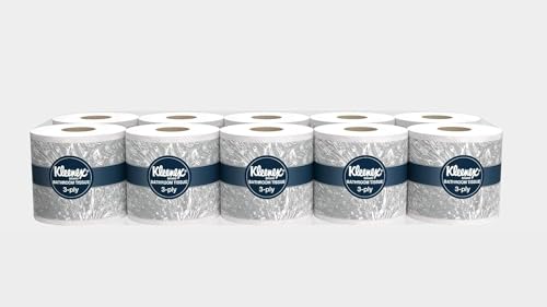 Image of Kleenex 3 ply Toilet Paper Tissue Roll, 10 Rolls, 240 Pulls /Roll (Total 2,400 Sheets) (82026) and Kleenex Pop-Up Paper Hand Towel Box, 120 Pulls (17011A)