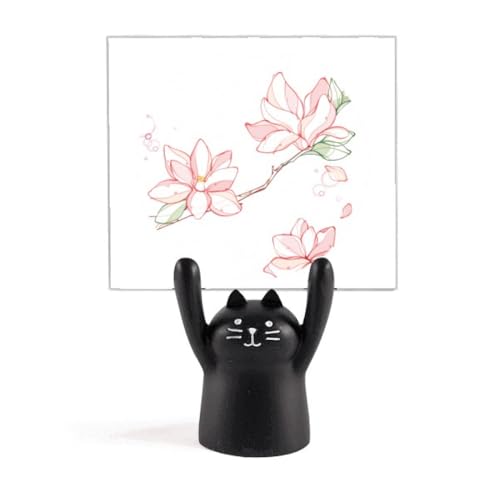 Support de mémo chat noir avec motif de pêcher cadeau idéal