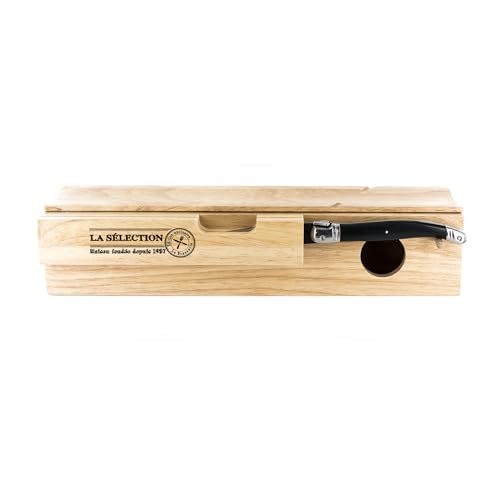 COOK CONCEPT - KD3158 Cave à Saucisson avec Couteau en Bois et INOX - Décoration Table Bistrot - Pratique et Facile à Entretenir - H10,5 x L7,5 x P32,5 cm - Beige et...