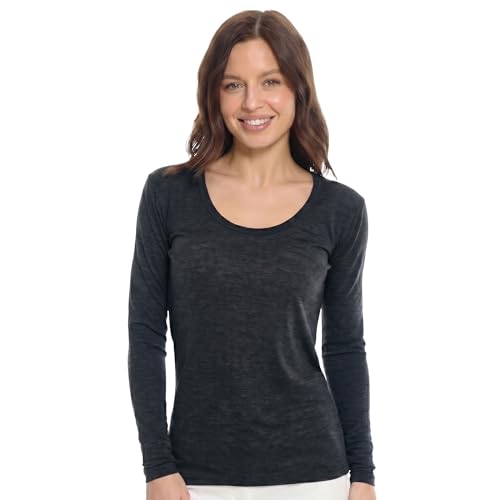 Image of Merino Wool Base Layer Women - 100% Merino Wool Shirt Women Thermal Underwear Long Sleeve T-Shirt for Hiking
