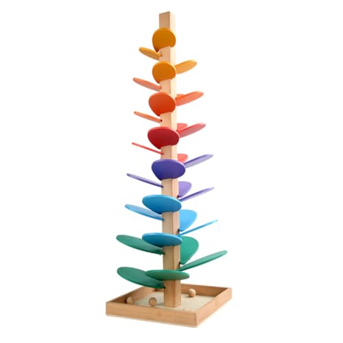 Rampe jouet éducatif arbre en bois avec circuit de billes