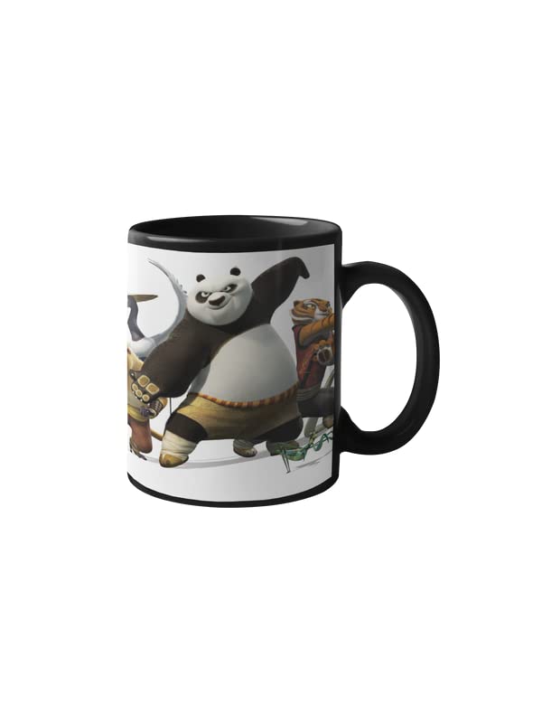 FOKAT Kung Fu Panda Furious Five Ceramic Mug Cartoon Printed Coffee, Tea | Black