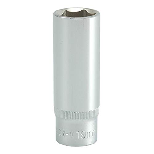 Image of Yato YT-1232 Hexagonal Deep Socket of Size 19mm & Length 76mm Suitable for Socket Wrench Set CRV 50BV30 Chromium Satin Plated Steel