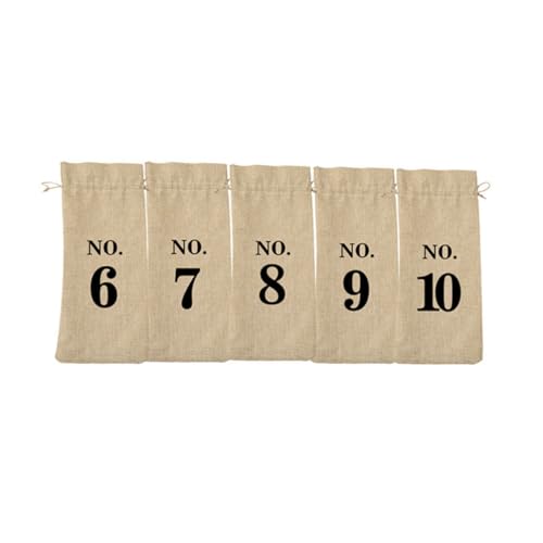 10 bolsas de lino para vino vintage con números, ideales para organizar botellas en eventos