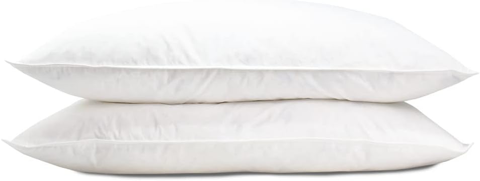 Lancashire Textiles Duck Feather Pillows Pair 74 X 48 Cm – 100% Cotton Downproof Cover – Anti Dust Mite, Luxury Pillow Insert for Back & Side Sleepers – Made in UK (White)OEKO-TEX STANDARD 100