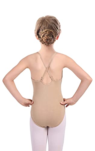 QZSH Women and Girls Camisole Dance Leotard Ballet Seamless Beige Undergarments Dancewear with Adjustable Straps,Age for 8-14 years(8A13)