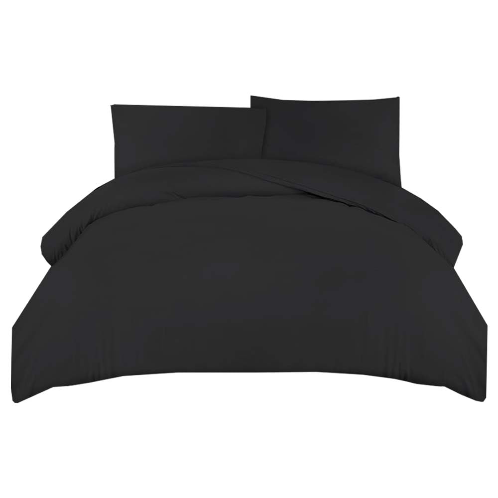The Comfortz Black Comfortz King Bedding Duvet Cover With 2 Pillowcases - Soft Microfibre Polyester Anti Allergic Breathable & Wrinkle Free Duvet Set (,King)