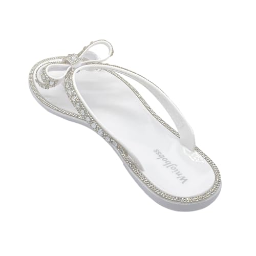 Image of Womens Flat Sandals Jelly Flip Flops Crystals Rhinestones Bow Knot Glitter Sandals