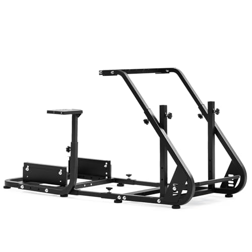 Hottoby レーシングシミュレーター コックピット ロジクール/スラストマスター/Fanatec G920 G923 G29 T80 T150用 取り付け可能なモニタースタンド ハンドルなし ハンドブレーキ&ペダル用