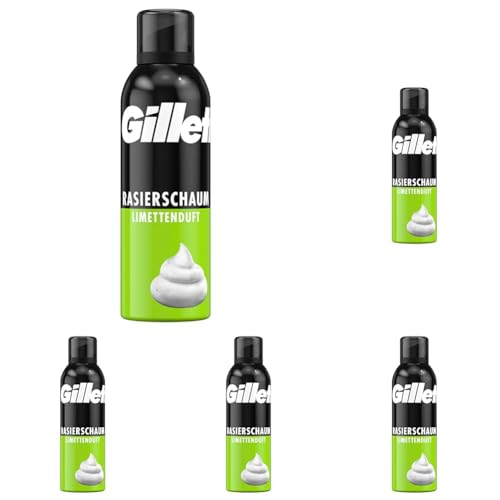 Gillette Classic Bartpflege Rasierschaum Männer (200 ml), mit Limettenduft, Geschenk für Männer (Packung mit 5)