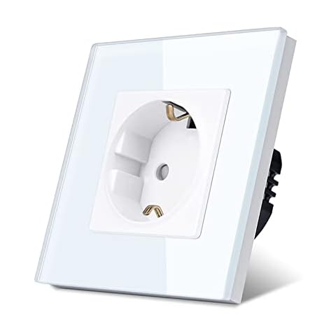 ENTUOIA Schuko Steckdose,Wandsteckdose,Kristallglas Steckdose,Steckdosenleiste,16A 86 * 86 mm,Weiß Cover