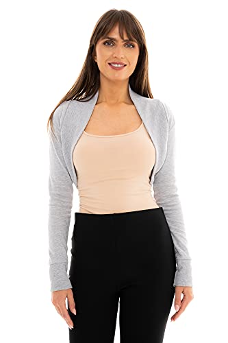 Image of Loxdonz Women Long Sleeve Bolero Shrug Cropped Cardigan Crop Top