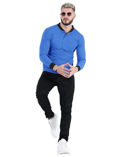 Image of fanideaz Mens Premium High Neck Henley T Shirts for Men Branded Full Sleeve Shirt for Men in Pure Cotton Casual & Formal Wear