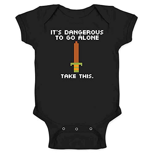 Image of Pop Threads Its Dangerous To Go Alone Take This 8 Bit Gaming Infant Baby Boy Girl Bodysuit