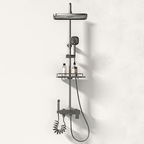 Kit de grifo de ducha, juego de grifo de ducha para baño, sistema de ducha gris, juego de grifo de ducha montado en la pared, kit de cabezal de ducha de latón de una sola manija con tres mod