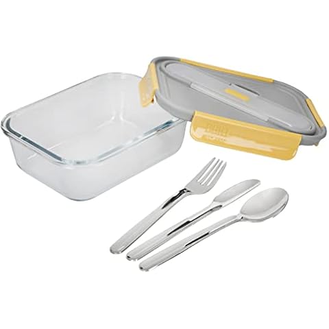 Built Stylist 900ml Glass Lunch Box with Cutlery Cover