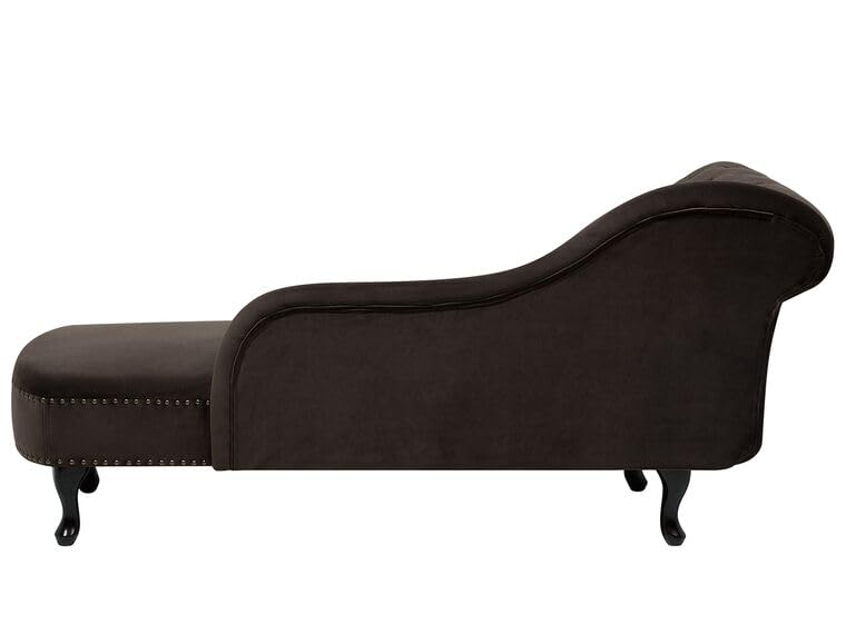 Image of Velvet Modern Chesterfield Chaise Lounge Couch 166 X 63 X 76 for Your Loving Space (Brown, Left Arm)