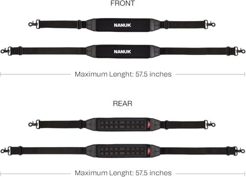 Image of NANUK Adjustable Shoulder Strap, 57.5 inch - Heavy-Duty, Padded with Non-Slip AirCell Cushioning - Black | Neoprene Strap with Aircell Padding, Coated-Steel Clasps, Fits Nanuk 905-945 Cases, Black